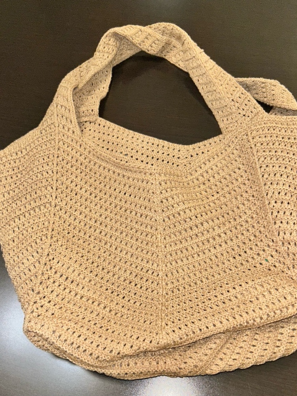 Beige Crochet Shoulder Bag with Multicolor Bead Accents - Picture 4 of 5